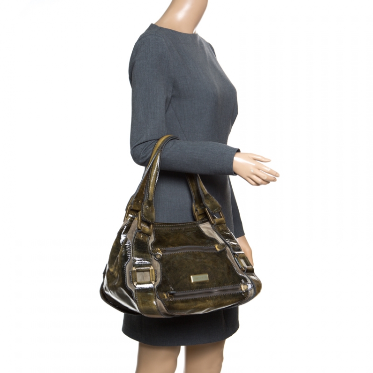مملوكة مسبقًا Jimmy Choo Olive Green Patent Leather Mahala Tote