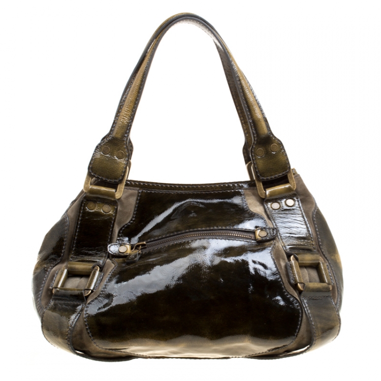 مملوكة مسبقًا Jimmy Choo Olive Green Patent Leather Mahala Tote