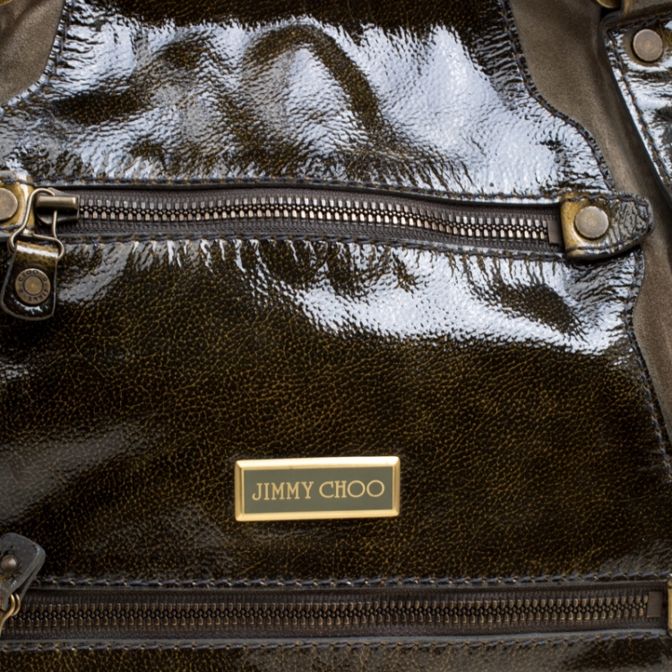 مملوكة مسبقًا Jimmy Choo Olive Green Patent Leather Mahala Tote