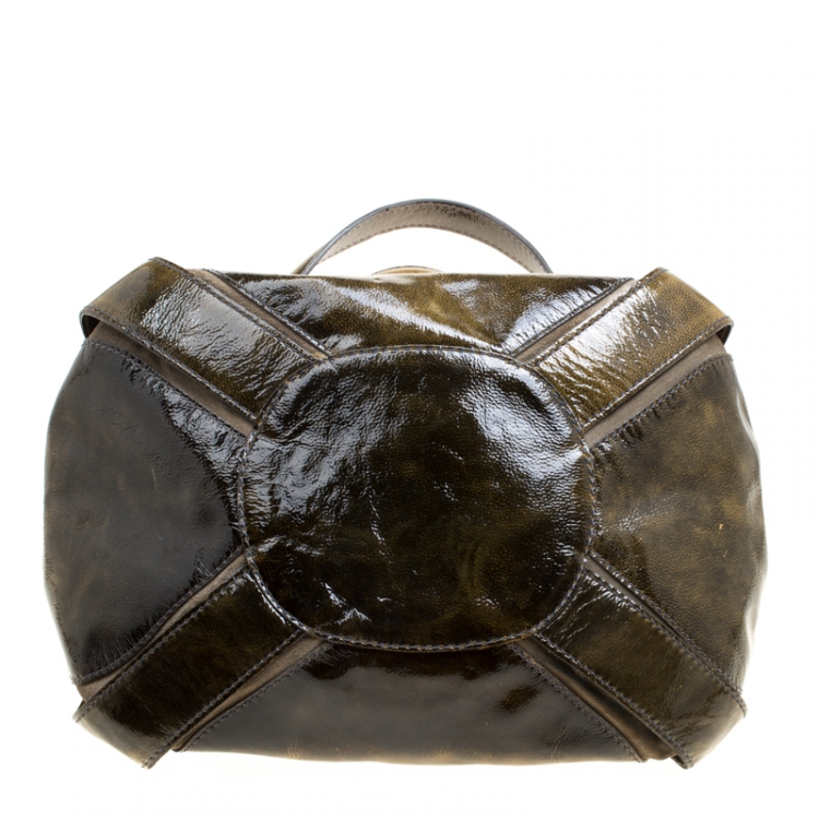 مملوكة مسبقًا Jimmy Choo Olive Green Patent Leather Mahala Tote