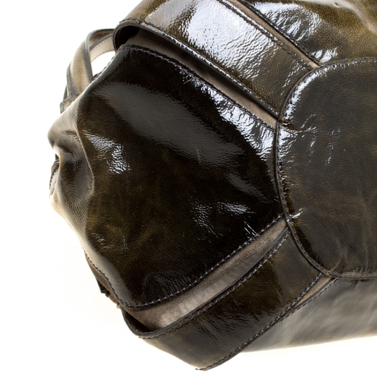 مملوكة مسبقًا Jimmy Choo Olive Green Patent Leather Mahala Tote