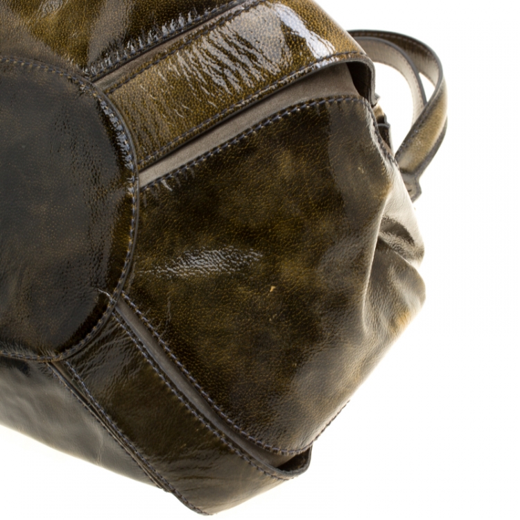 مملوكة مسبقًا Jimmy Choo Olive Green Patent Leather Mahala Tote
