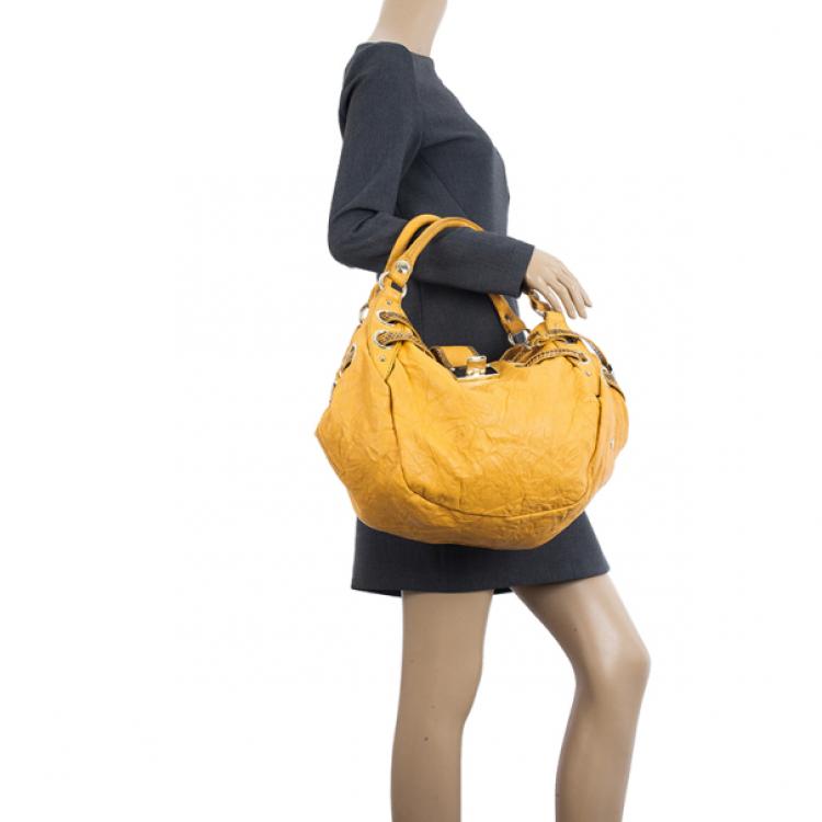 Pre Owned Jimmy Choo 'Ramona' Biker Leather and Snakeskin Hobo