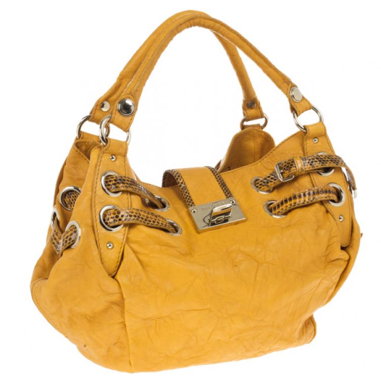 Pre Owned Jimmy Choo 'Ramona' Biker Leather and Snakeskin Hobo