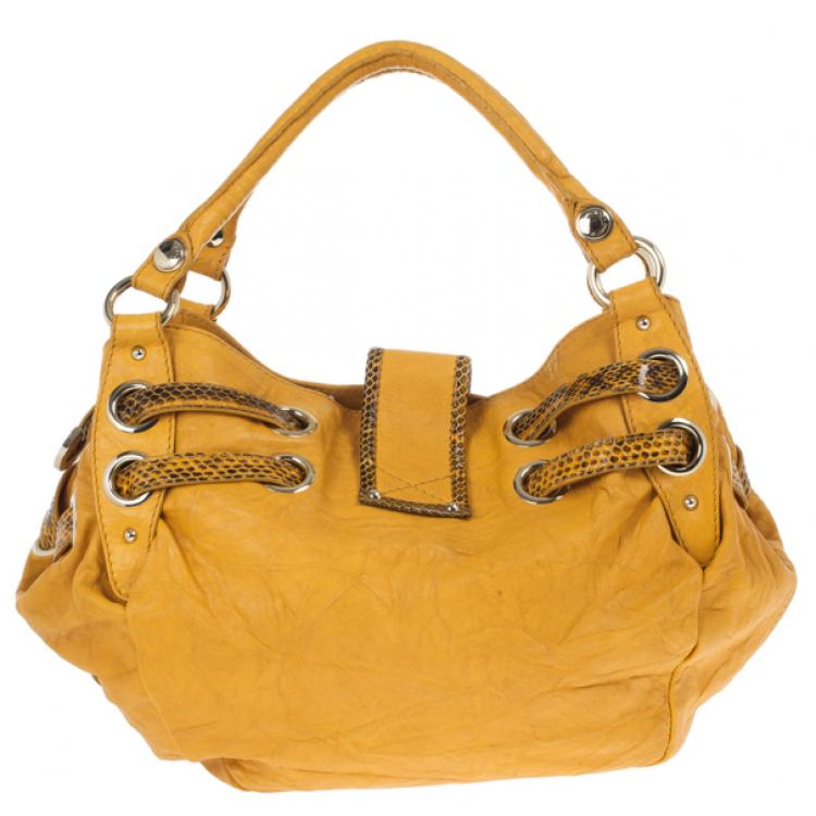 Pre Owned Jimmy Choo 'Ramona' Biker Leather and Snakeskin Hobo