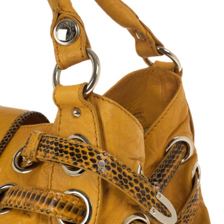 Pre Owned Jimmy Choo 'Ramona' Biker Leather and Snakeskin Hobo