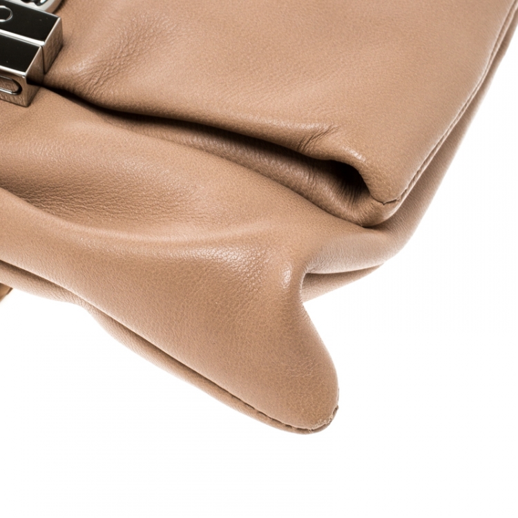 Pre Owned Jimmy Choo Beige Leather Chandra Clutch