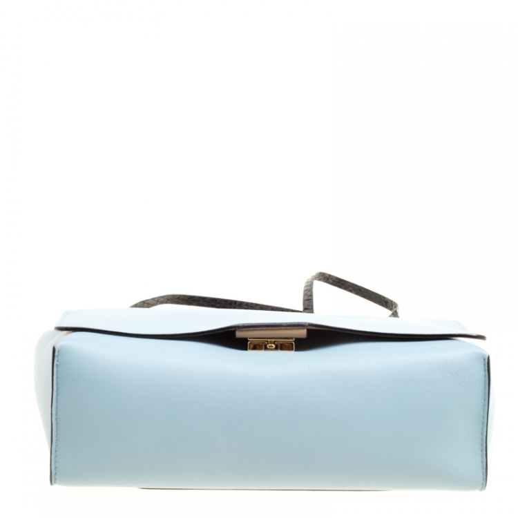 Pre Owned Jimmy Choo Blue Leather Flap Shoulder Bag