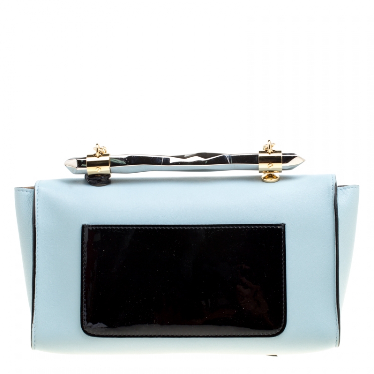 Pre Owned Jimmy Choo Blue Leather Flap Shoulder Bag