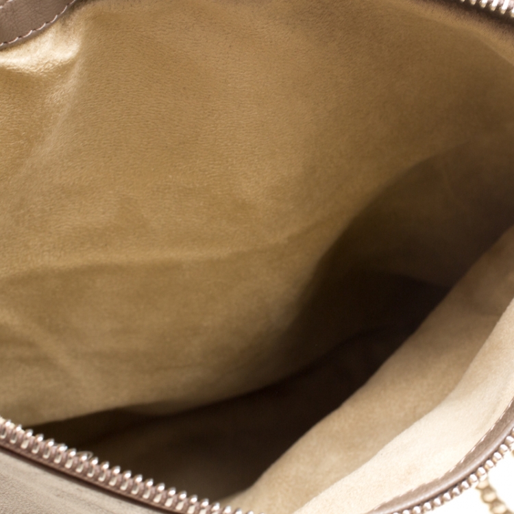 Pre Owned Jimmy Choo Dark Beige Leather Bex Clutch