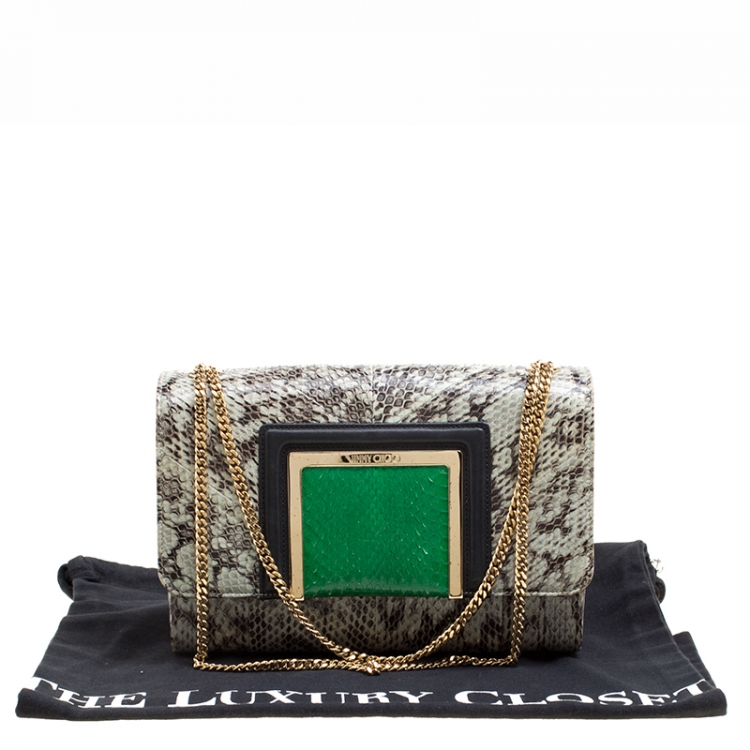 مملوكة مسبقًا Jimmy Choo Multicolor Python and Leather Alba Shoulder Bag