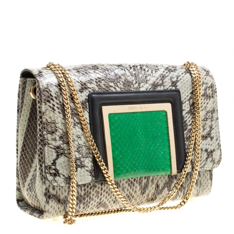 مملوكة مسبقًا Jimmy Choo Multicolor Python and Leather Alba Shoulder Bag