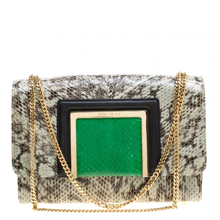 مملوكة مسبقًا Jimmy Choo Multicolor Python and Leather Alba Shoulder Bag