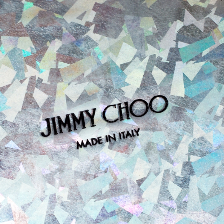 Pre Owned Jimmy Choo Holographic Silver Patent Leather Lockett Shoulder Bag