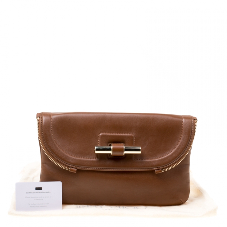 Pre Owned Jimmy Choo Brown Leather Jasmine Clutch