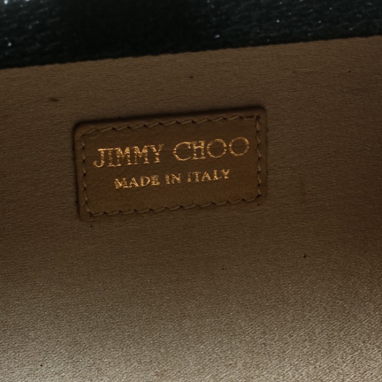 Pre Owned Jimmy Choo Black Glitter Fabric Mini Tube Clutch