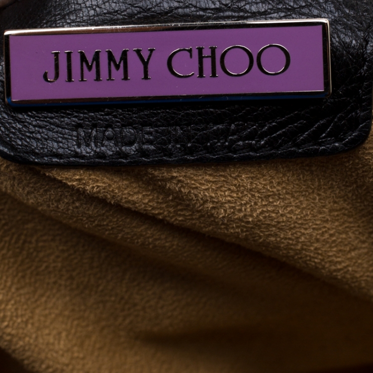 Pre Owned Jimmy Choo Black Leather Star Sky Hobo