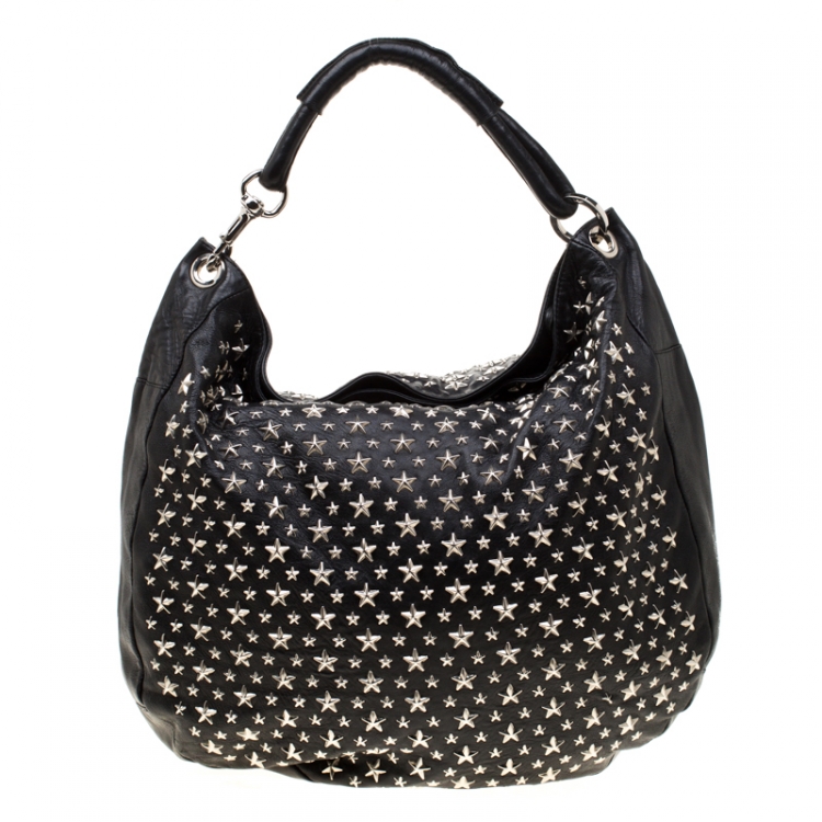 Pre Owned Jimmy Choo Black Leather Star Sky Hobo