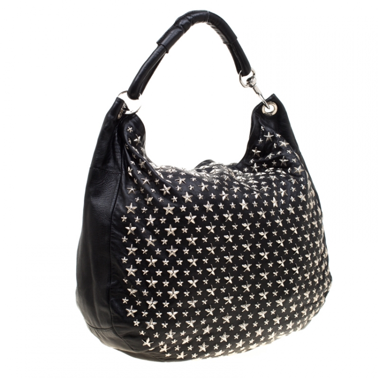 Pre Owned Jimmy Choo Black Leather Star Sky Hobo