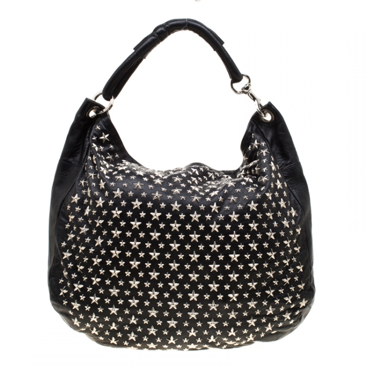 Pre Owned Jimmy Choo Black Leather Star Sky Hobo