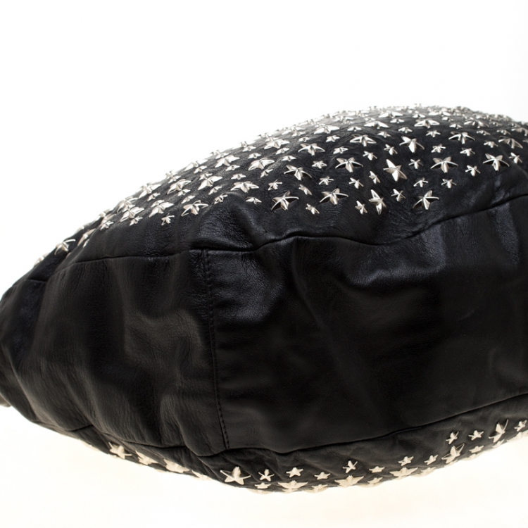 Pre Owned Jimmy Choo Black Leather Star Sky Hobo