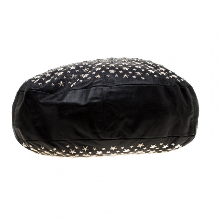 Pre Owned Jimmy Choo Black Leather Star Sky Hobo