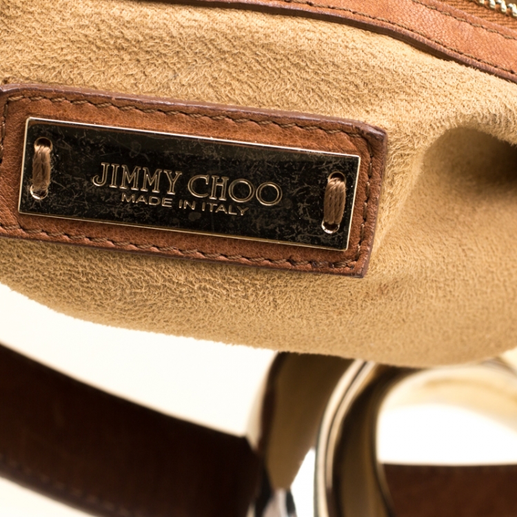 Pre Owned Jimmy Choo Brown Leather Large Sky Bangle Hobo