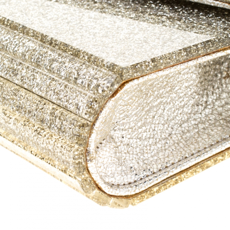 Pre Owned Jimmy Choo Silver Glitter Acrylic Candy Clutch Bag