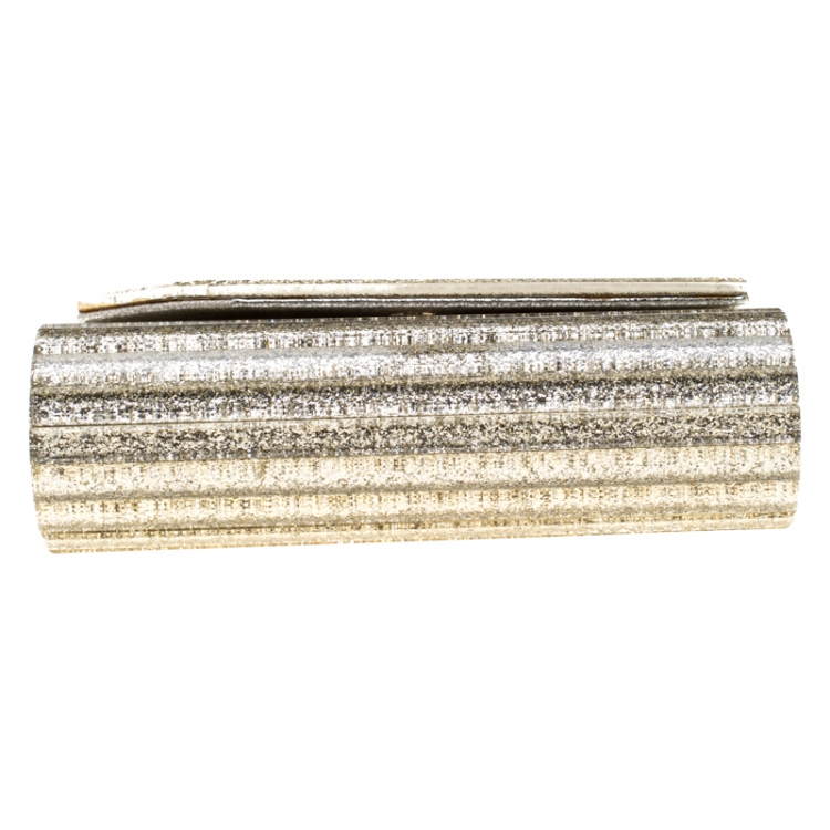 Pre Owned Jimmy Choo Silver Glitter Acrylic Candy Clutch Bag