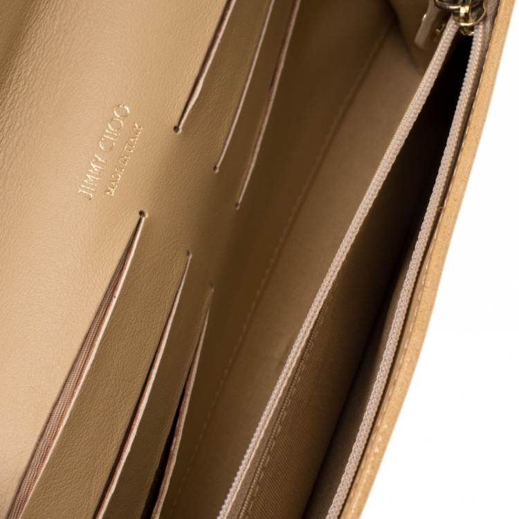 مملوكة مسبقًا Jimmy Choo Beige Patent Leather Riane Clutch