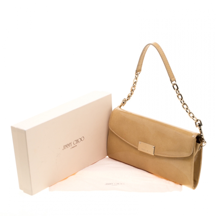 مملوكة مسبقًا Jimmy Choo Beige Patent Leather Riane Clutch