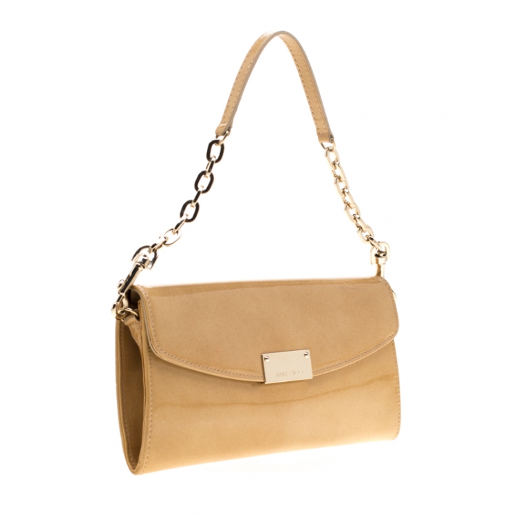 مملوكة مسبقًا Jimmy Choo Beige Patent Leather Riane Clutch