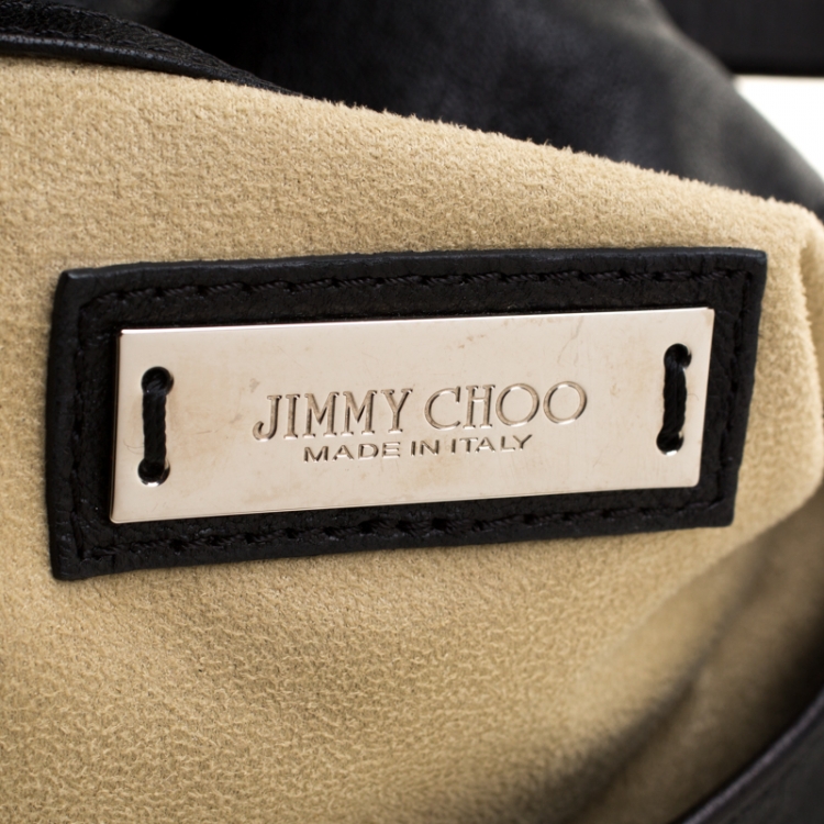 Pre Owned Jimmy Choo Black Leather Boho Biker Chain Hobo