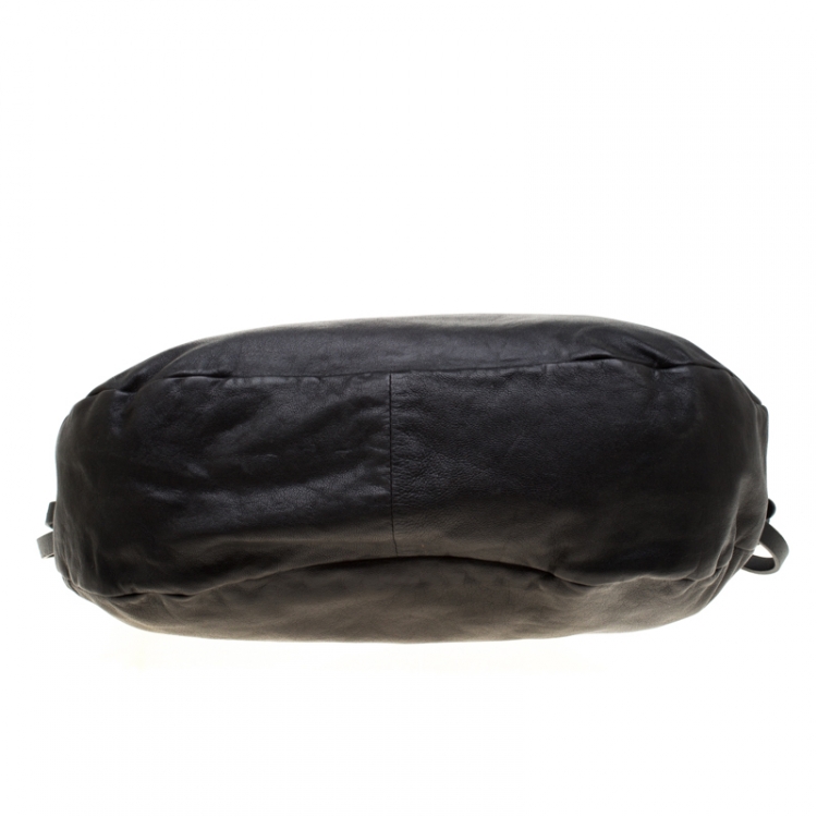 Pre Owned Jimmy Choo Black Leather Boho Biker Chain Hobo