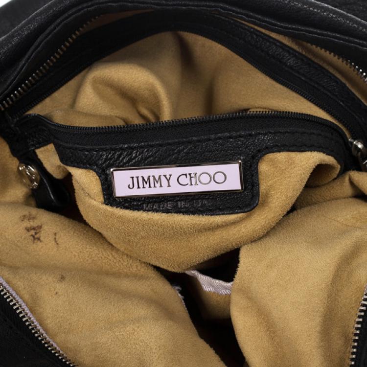 Pre Owned Jimmy Choo Black Leather Sky Studded Belt Hobo Bag