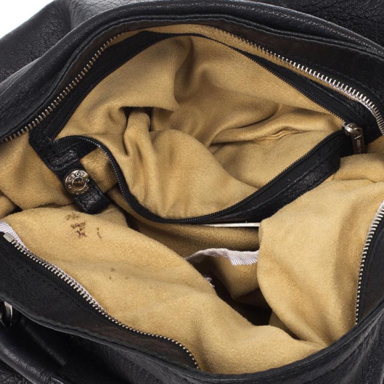 Pre Owned Jimmy Choo Black Leather Sky Studded Belt Hobo Bag