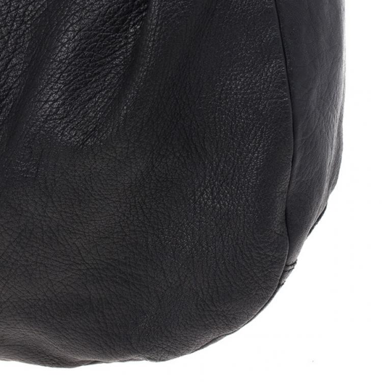 Pre Owned Jimmy Choo Black Leather Sky Studded Belt Hobo Bag