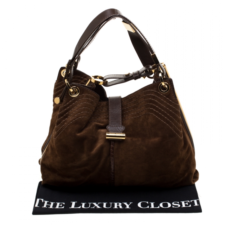 Pre Owned Jimmy Choo Brown Suede Alex Hobo