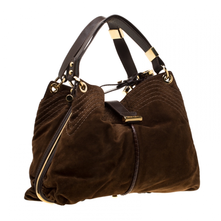 Pre Owned Jimmy Choo Brown Suede Alex Hobo