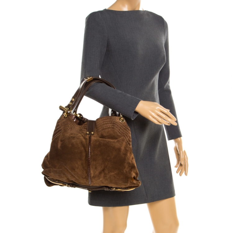 Pre Owned Jimmy Choo Brown Suede Alex Hobo
