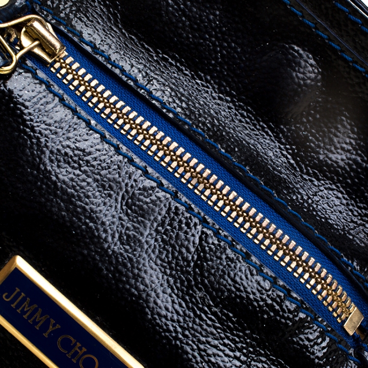 Pre Owned Jimmy Choo Black/Blue Leather and Suede Mahala Tote