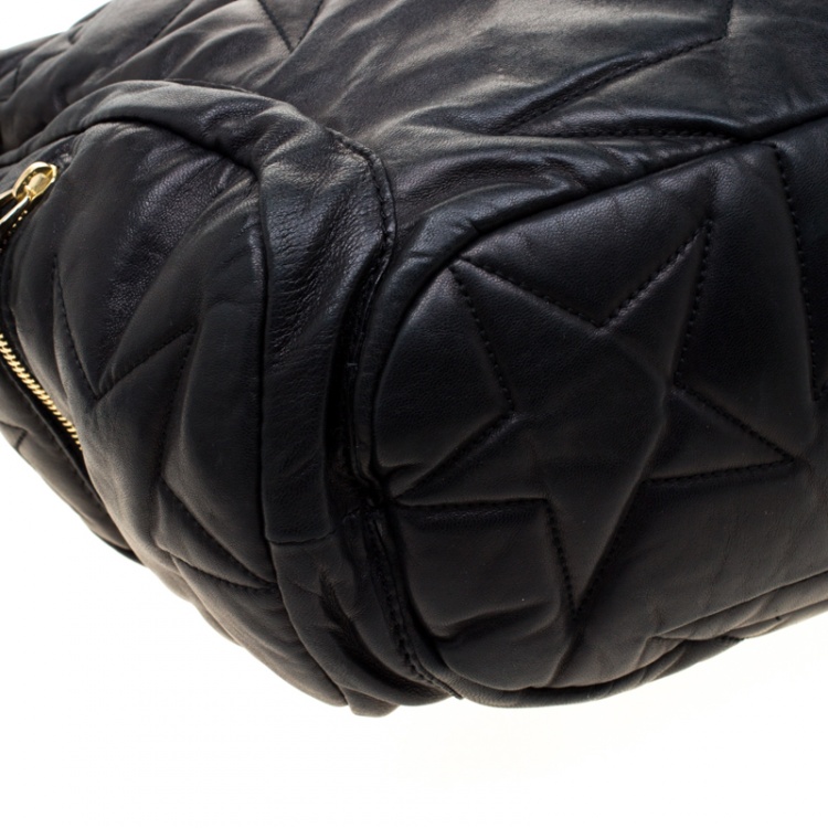 Pre Owned Jimmy Choo Black Leather and Snakeskin Trim RIki Side Pocket Hobo