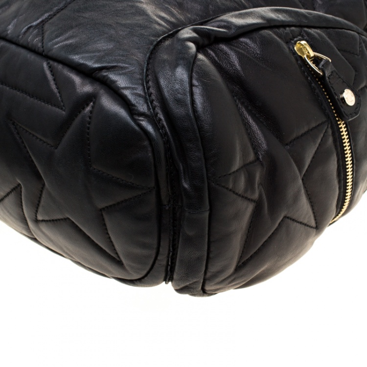 Pre Owned Jimmy Choo Black Leather and Snakeskin Trim RIki Side Pocket Hobo