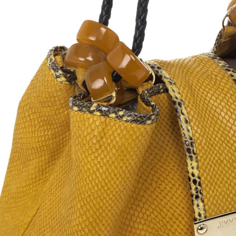 Pre Owned Jimmy Choo Beige Leather &amp; Python Riki Hobo