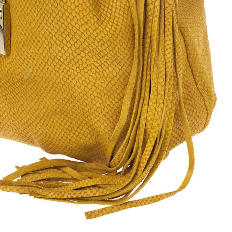 Pre Owned Jimmy Choo Beige Leather &amp; Python Riki Hobo