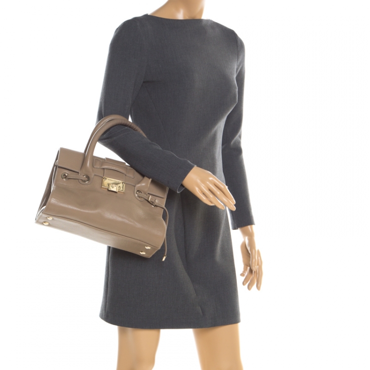 Pre Owned Jimmy Choo Beige Leather Small Rosalie Sacthel