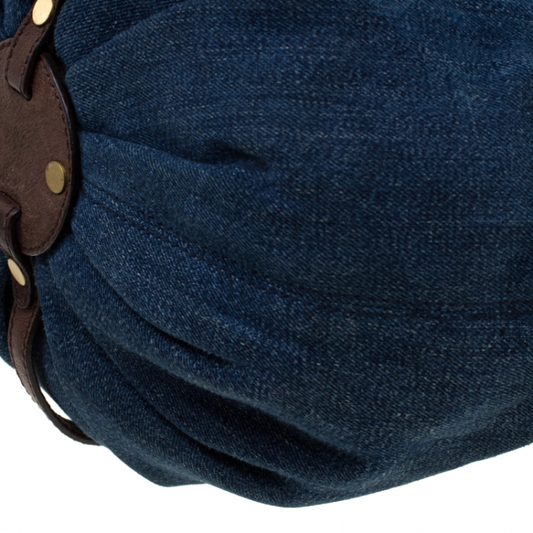 مملوكة مسبقًا Jimmy Choo Blue/Brown Denim and Leather Tulita Hobo