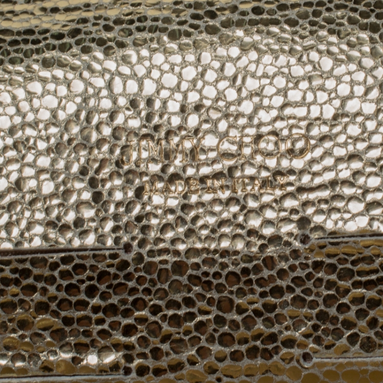 Pre Owned Jimmy Choo Gold Lame Glitter Riane Clutch