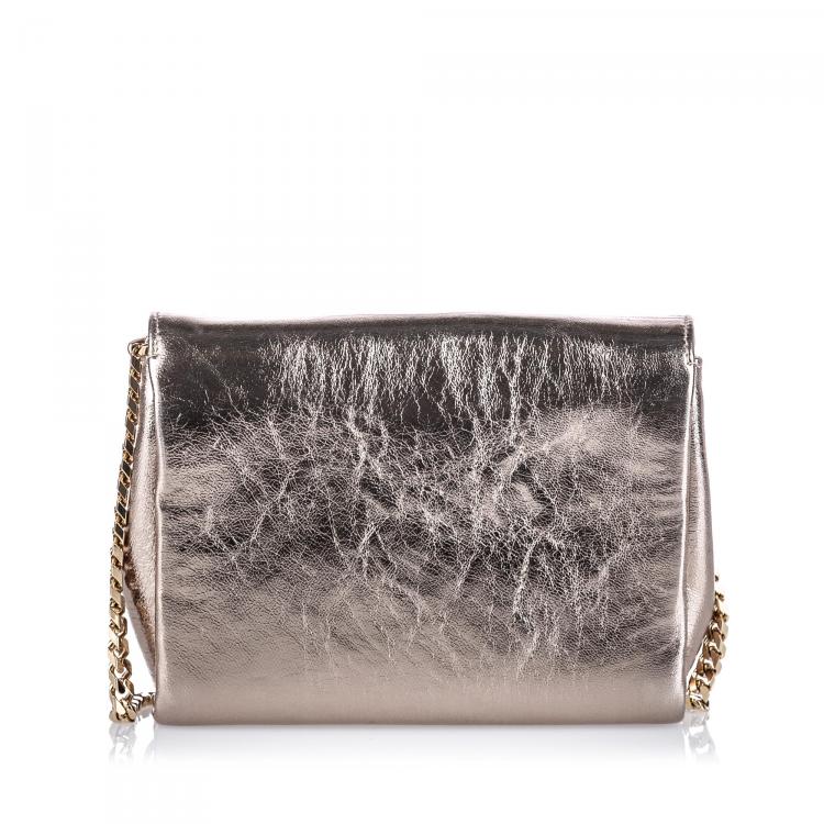 مملوكة مسبقًا Jimmy Choo Metallic Gold Leather Ava Crossbody Bag