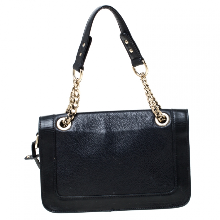 Pre Owned Jimmy Choo Black Leather Padlock Shoulder Bag